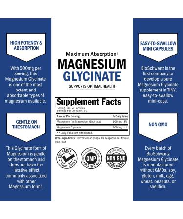 BioSchwartz High Absorption Magnesium Glycinate 500mg Capsules (2 Month Supply) Plus Vitamin B Complex with Vitamin C (2 Month Supply) - Buy Online on GoSupps.com