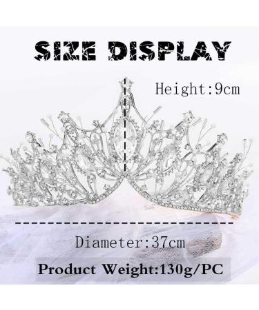 Catery Silver Baroque Queen Crown and Tiara - Crystal Pearl Wedding Tiara for Bride - Rhinestone Princess Tiara for Women and Girls - Buy Online on GoSupps.com