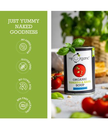 Mr Organic Tomato & Basil Soup - Organic Ingredients - Rich Flavour - Source of Fibre - 400g Tin x 12 - Buy Online on GoSupps.com
