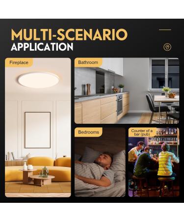 Fantictas Dimmable RGB LED Ceiling Lamp with Remote - 24W 3200lm for Bedroom Living Room & Kids' Room - Energy Class F 3000K-6500K Brightness - Buy Online on GoSupps.com