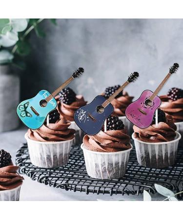 18pcs Glitter Popular Singer Guitar Dessert Cupcake Topper Cheer to Worldwide Concert Theme Decor Pick for Fan Men Women Happy Birthday Party Decorations Supplies - Buy Online on GoSupps.com