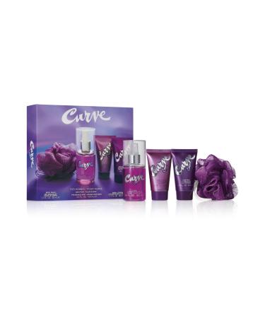 Curve Crush for Women Perfume Fragrance Set Body Wash & Lotion Fragrance Mist and Loofa Day or Night Scent 4 Piece Set 6.8 Fl Oz (Pack of 1) Personal Fragrance