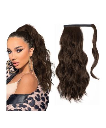 Hair Extensions 20" Synthetic Long Wavy Ponytail Lengthening Wrap Around Ponytail Wig Bun for Women Fluffy Synthetic Soft Wigs Hair Pieces For Women (Color : Chocolate Brown Size : 20inches) 20inches Chocolate Brown