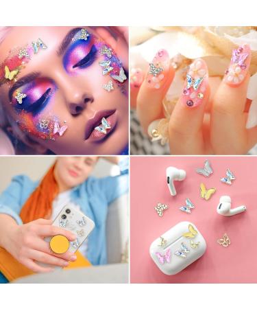 31-Piece Butterfly Nail Charms Set | 3D Alloy & Glitter Metal Nail Art Pendants | Luxury Gold & Silver Decorations for Stunning Nail Art - Buy Online on GoSupps.com