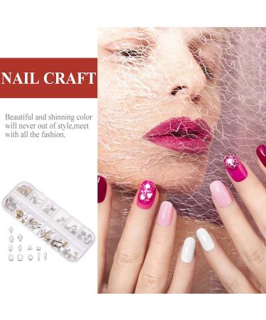 Minkissy Nail Art Rhinestone Nail Gemstones Jewels Flatback Crystals Nail Art Charm Manicure Decals Nail Stones for DIY 3D Nails Art Decoration Supplies White - Buy Online on GoSupps.com