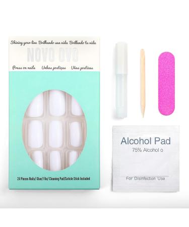 Buy Novo Ovo White Holographic Press-On Nails - Angular Artificial Fingernails with Glue | International Shipping Available - Buy Online on GoSupps.com