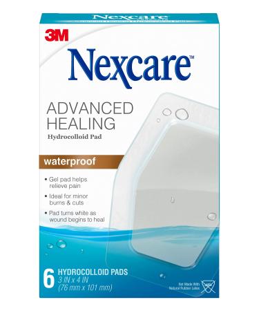 Nexcare Advanced Healing Waterproof Hydrocolloid Pads, Clear Dressing, One Size, 6 Count Clear 6