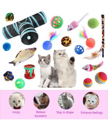 27-Piece Cat Toy Set with Tunnel Plush Balls & Mice - Perfect Variety Pack for Kittens & Cats - Buy Online on GoSupps.com