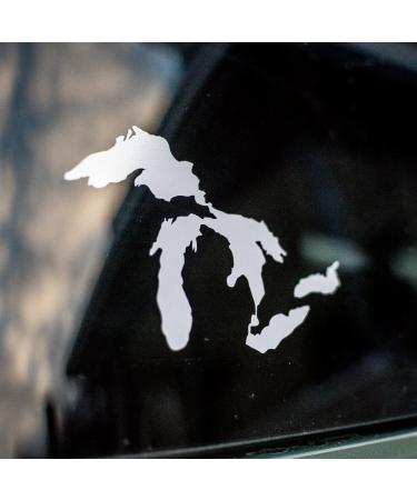 Great Lakes Sticker Michigan Car Decal Premium Heavy-Duty Weatherproof Vinyl for Bumpers, Windows, Laptops, Water Bottles or Coolers (White, Standard) White Standard