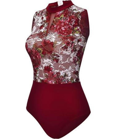 Dance Elite Summervino Women's Wine Floral Dance Leotard - Fashion Ballet & Dance Adult Wear - Buy Online on GoSupps.com