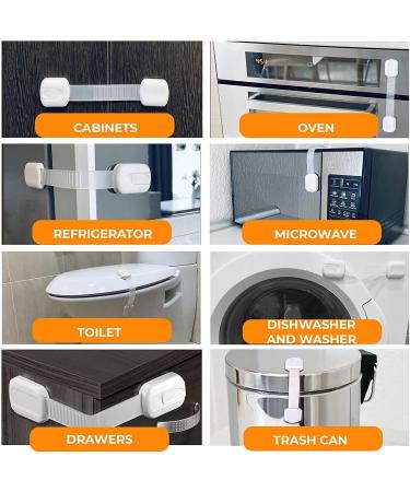 Child Safety Lock Set for Closets & Drawers | 6-Piece Baby Locking Cabinet Kit | No Drill Installation | Strong Adhesive | White - Buy Online on GoSupps.com