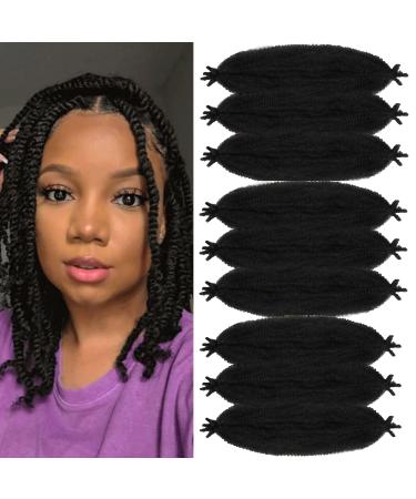 LingGuan Springy Afro Twist Hair 16 Inch 9 Packs Kinky Twist Braiding Hair Extensions Synthetic Spring Twist Crochet Hair Pre stretched Braiding Hair For Black Women (16 INCH, 1b) 16 Inch 1b