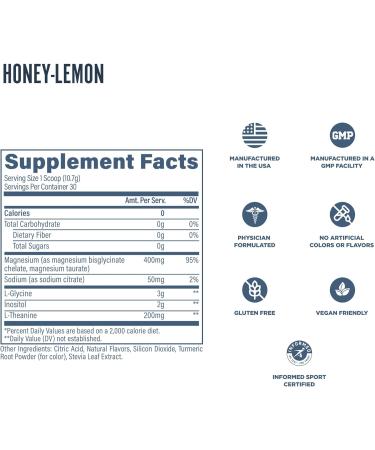 Revive MD Melatonin-Free Sleep Support Supplement for Adults Honey Lemon - Natural Sleep Aid Supplements with Magnesium (Glycinate) Inositol & L-Theanine for Deep Relaxation (30 Servings) - Buy Online on GoSupps.com