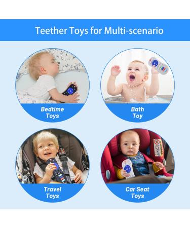 BABY SILICONE REMOTE TEETHER TOYS - 2-Pack, Black and White | Soft Teething Toys for Babies 0-6 Months | Hand Teether Pacifier Clip Included - Buy Online on GoSupps.com