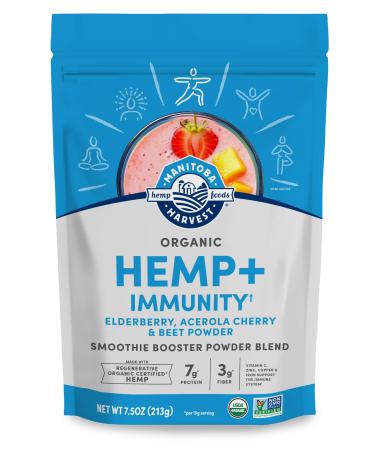 Manitoba Harvest Organic Hemp+ Immunity Elderberry Acerola Cherry & Beet Powder Smoothie Booster Powder Blend 7.5 oz