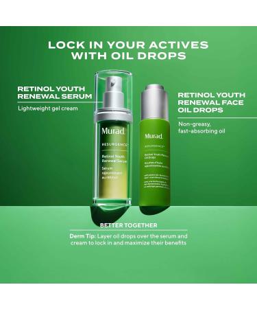 Murad Retinol Youth Renewal Oil Drops Anti-Aging Retinol Facial Oil with Omega-Rich Oils Hydrates Smooths Fine Lines & Wrinkles Lightweight Fast-Absorbing Skincare Treatment 1.0 oz - Buy Online on GoSupps.com