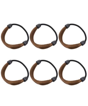 Amosfun 6 pieces of wig-haired rubber elastic ponytail holder hair tie made of synthetic hair hair tie for women and girls coffee brown