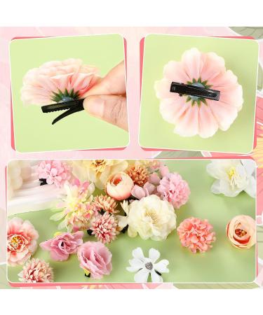 Bohemian Flower Hair Clip Set - 21 Multicolor Rose Barrettes for Women, Girls, Boho Brides - Wedding Hair Accessories - Buy Online on GoSupps.com