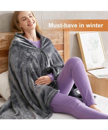 5V Electric Heating Blanket - 3 Levels Adjustable Quick Heating 150x85cm Heated Throw Blanket - Gray | Perfect for Office Use - Buy Online on GoSupps.com