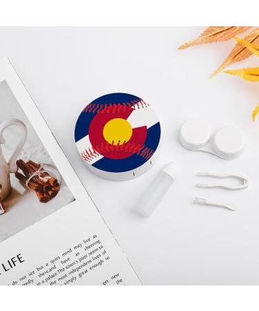 Colorado Flag Baseball Contact Lens Travel Kit | Portable Cute Box with Mirror for Daily Outdoor Use - Buy Online on GoSupps.com