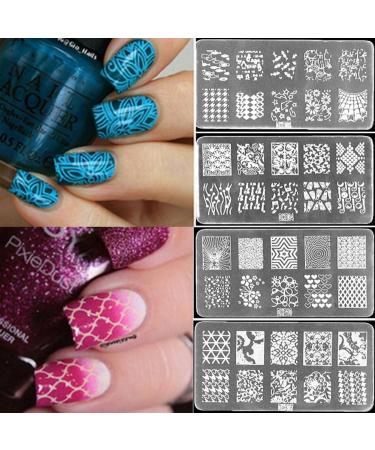Bodhi2000 Nail Art Stamping Kit 1 Stamping Plate +1 Stamper + 1 Scraper Manicure Stamping Kit work for Nail Art Design and Decoration Template Random - Buy Online on GoSupps.com