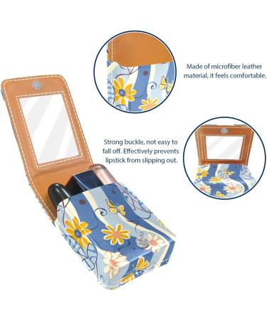 Buy Stylish Leather Lipstick Case Organizer with Mirror | Colorful Butterflies & Flowers Design - Mini Lip Gloss Holder for Travel - Buy Online on GoSupps.com