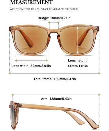 Vevesmundo 2.5x Reading Glasses with Sun Protection - Stylish Transparent Brown Sunglasses for Men & Women - Optimal Visual Aid for Sunny Reading - Buy Online on GoSupps.com