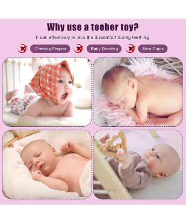Soothing Silicone Baby Teething Toy with Pacifier Clip - Pink | Molar Toy for Babies 3-18 Months - Buy Online on GoSupps.com