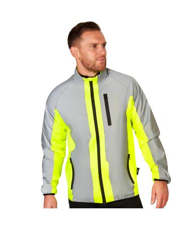 BTR Reflective Running Jacket and Cycling Jacket Men with Reflector L Yellow
