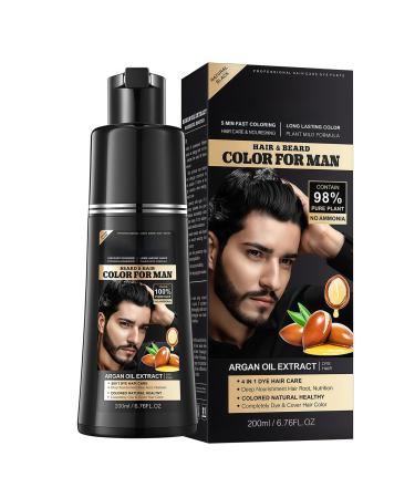 ChaneeHann Black hair color shampoo and beard color cream 3in1 coloring care shampoo with natural gray coverage for men and women longlasting color and care 200 ml