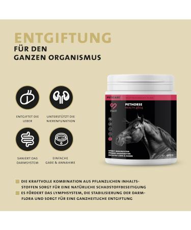 Peticare Detox-Mix Powder for Horses | Supports Liver Kidney & Intestinal Health | Natural Detoxification with Vegetables MSM & Vitamin B6 | Pethorse Health 400g - Buy Online on GoSupps.com