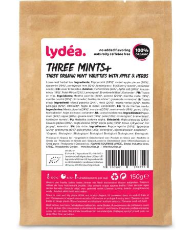 Lydea Three Mints+ Organic Herbal Tea with Three Mint Varieties Apple & Herbs Loose Leaf Herbal Tea 150 g Sachet - Buy Online on GoSupps.com