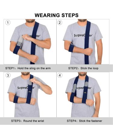 Supregear Adjustable Lightweight Arm Sling | Breathable Shoulder Immobilizer Support 180cm - Dark Blue - Buy Online on GoSupps.com