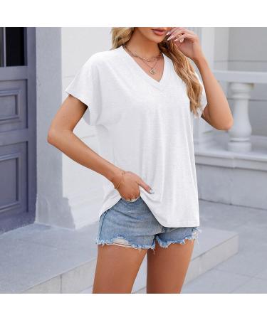 Shop Stylish Summer Women's V-Neck T-Shirts - Casual Cotton Blouses & Sport Shirts in Cream & White - Perfect for Every Occasion - Buy Online on GoSupps.com
