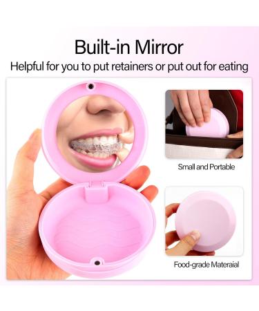 2 Pack Aligner & Retainer Case Set with Vent Holes, Mirror & Removal Tool - Pink & White for Women, Men, Teens - Slim & Cute Design - Buy Online on GoSupps.com