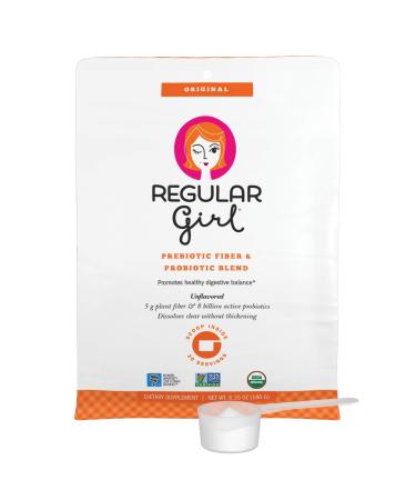 Regular Girl - Organic Powder, Low FODMAP Prebiotic Guar Fiber and Probiotic Support for Comfortable Digestion, 30 Servings 6.35 Ounce (Pack of 1)