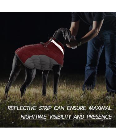 Kuoser Waterproof Dog Coat | Cozy Cold Weather Jacket for Small & Medium Dogs | Fleece Lined Reflective Winter Vest | Pet Clothing in Red - Buy Online on GoSupps.com