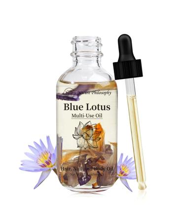 NP NATURES PHILOSOPHY Blue Lotus Multi-Use Oil for Face  Body and Hair - Organic Plant Fragrant Essential Oil for Dry Skin  Scalp and Nails - 2 Fl Oz