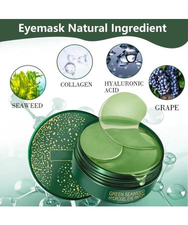 Under Eye Masks - Collagen Under Eye Patches Seaweed Tightening Eye Mask Anti-Wrinkle Hydrating Eye Patches Green Seaweed Crystal Eye Mask Under Eye Patches for Puffy Eyes - Buy Online on GoSupps.com