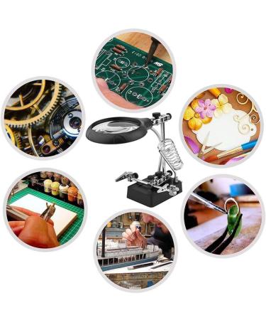 Magnifying Glass with LED Light 2.5X 7.5X 10X Lens Helping Hands Magnifier Soldering Station with Clamp and Alligator Clips for Soldering Assembly Repair Modeling Crafts - Buy Online on GoSupps.com