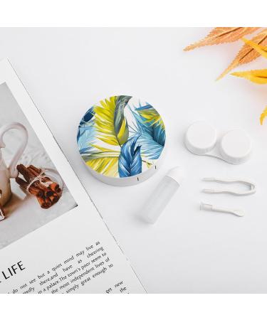 Tropical Leaves Contact Lens Travel Kit - Portable Cute Box with Mirror for Outdoor Use | International Shipping Available - Buy Online on GoSupps.com