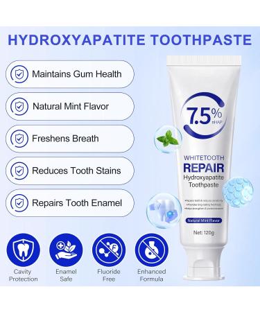 7.9% Nano Hydroxyapatite Toothpaste 2Pcs - Gum Care Strengthen Repairs Teeth and Reduces Sensitivity Provides Long-Lasting Freshness Prevent Cavities Naturally Whiter Teeth Fluoride-Free - Buy Online on GoSupps.com