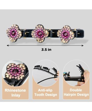 TIGARI Sparkling Crystal Stone Braided Hair Clips Set - 4 Pcs Color A | Rhinestone Hair Accessories for Women and Girls - Buy Online on GoSupps.com