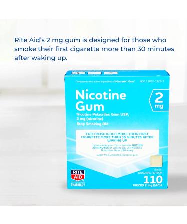 Rite Aid Nicotine Gum 2mg - 110 Count | Quit Smoking Aid | Nicotine Replacement Gum - Buy Online on GoSupps.com