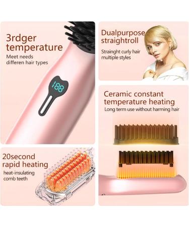 Cordless Hair Straightener Brush - Portable Heated Comb for Travel Fast Heating Mini Straightening Brush for Men & Women - Buy Online on GoSupps.com