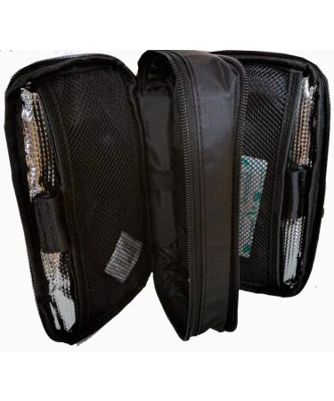 Double Bag Diabetic Travel Organizer Cooler Bag-for Insulin Supply Kits W2x/ice Pack Included - (Black)