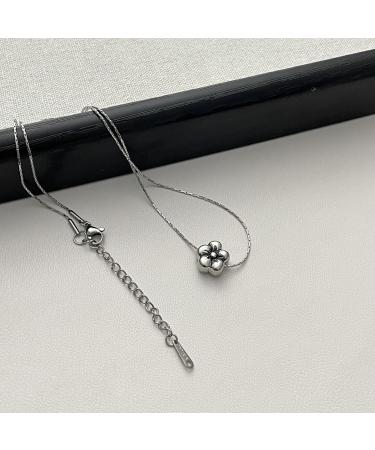 Oralgos Elegant Flower Charm Necklace | Adjustable Silver-Colored Jewelry for Women & Girls - Buy Online on GoSupps.com