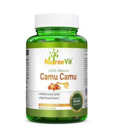 NurteeVit 100% Organic Camu Camu Capsules - Vitamin C with Vitamins and Minerals (180 Count) 1 Count (Pack of 180)
