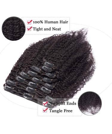 Elailite Afro Hair Clip-In Extensions - Remy Kinky Curly 20cm - 8 Set Double Tresse Natural Black #1B - 95g Whole Head Solution - Buy Online on GoSupps.com