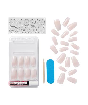 KISS Classy French Manicure Kit with Gel Finish, Long Coffin Shape - 28 Fake Nails + Mini File & Stick, Pink Glue - Be-You-Tiful 28 Count Pack - Buy Online on GoSupps.com